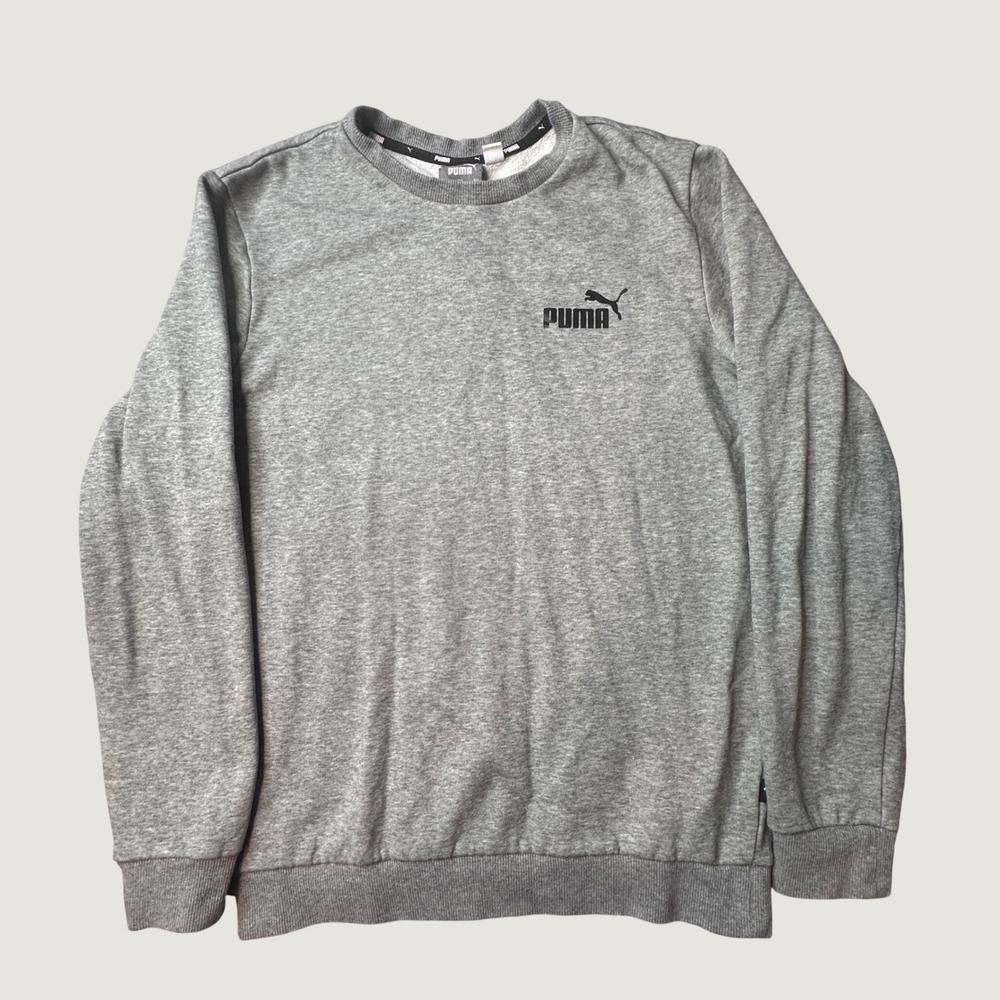 Puma Sweatshirt Mens S 586682-03 Gray Fleece Crew Neck Logo Pullover